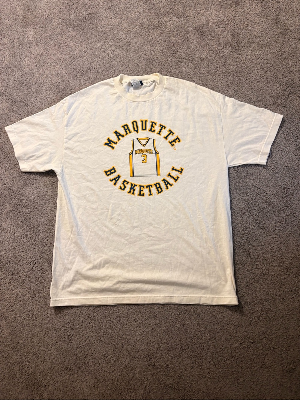 Champs White Marquette Basketball Short Sleeve Tee with Yellow Logo